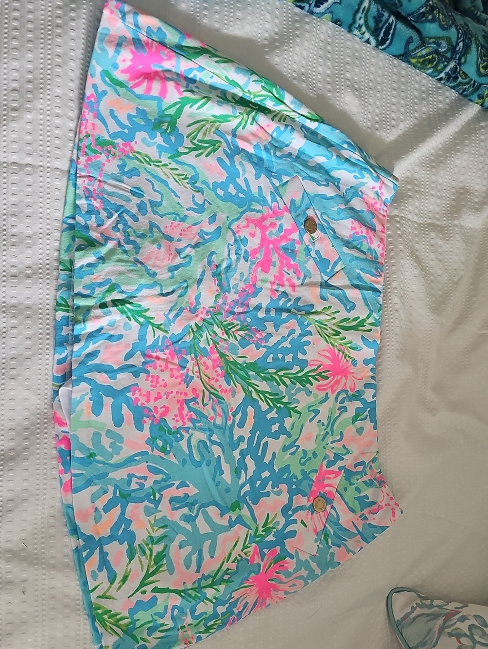 Lilly Pulitzer Pink, Aqua and Green Floral Print Skirt